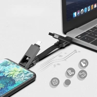 Zinc Alloy 6-in-1 Multi-Function Keychain Data Cable with PD Fast Charging for USB-C, Lightning, Micro USB Devices — view 2