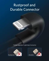 Anker A8712 U Shaped Lightning Elbow Charging Cable Mobile Phone Gaming Fast Charging Cable 90 Degree Connector iPhone iPad iOS Devices Durable — view 5