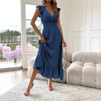 Elegant Textured Fit Flare Midi Dress Women Stylish Bodice Flared Skirt Soft Comfortable Fabric Casual Office Party Wear — view 4