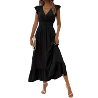 Elegant Textured Fit Flare Midi Dress Women Stylish Bodice Flared Skirt Soft Comfortable Fabric Casual Office Party Wear — view 5