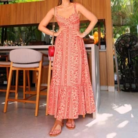 Elegant Paisley Print Fit Flare Slip Dress for Women Featuring Delicate Pattern Soft Comfortable Fabric Flattering Silhouette Adjustable Straps Summer — view 3