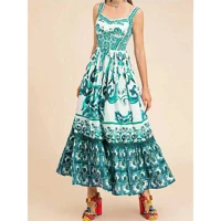 Stunning Magenta Ethnic Print Fit and Flare Maxi Dress with Elegant Silhouette Soft Comfortable Fabric Eye Catching Design Ideal for Festive Events — view 3