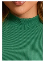 Navy Mock Neck Fitted Crop Top Stylish Stretch Slim Fit Sleeveless Ribbed Knit Top for Casual Party Wear Women — view 6