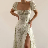 Elegant Floral Print Maxi Dress for Women All Over Blooms Lightweight Soft Fabric Relaxed Fit Full Length Silhouette Summer Casual Wear — view 2