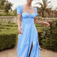 Elegant Floral Print Maxi Dress for Women All Over Blooms Lightweight Soft Fabric Relaxed Fit Full Length Silhouette Summer Casual Wear — view 3