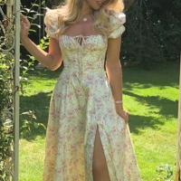 Elegant Floral Print Maxi Dress for Women All Over Blooms Lightweight Soft Fabric Relaxed Fit Full Length Silhouette Summer Casual Wear — view 6