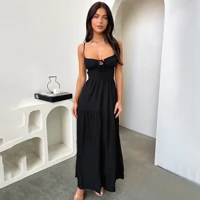 Chic White Tiered Line Dress for Women Soft Flowy Fabric Multi Layered Skirt Elegant Design Comfortable Fit Perfect Summer Brunch Events Casual Wear — view 2