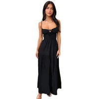 Chic White Tiered Line Dress for Women Soft Flowy Fabric Multi Layered Skirt Elegant Design Comfortable Fit Perfect Summer Brunch Events Casual Wear — view 4