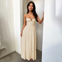 Chic White Tiered Line Dress for Women Soft Flowy Fabric Multi Layered Skirt Elegant Design Comfortable Fit Perfect Summer Brunch Events Casual Wear — view 5