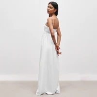 Elegant Solid Shirred Maxi Dress for Women Sleeveless Flowy Long Silhouette Comfortable Fabric Casual Party Wear Summer Evening Occasion — view 2