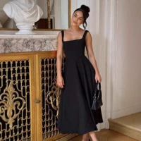 Stylish Solid Straps Maxi Dress for Women Sleeveless Comfortable Long Flowing Silhouette Soft Fabric Casual Party Wear Elegant Summer Outfit — view 5