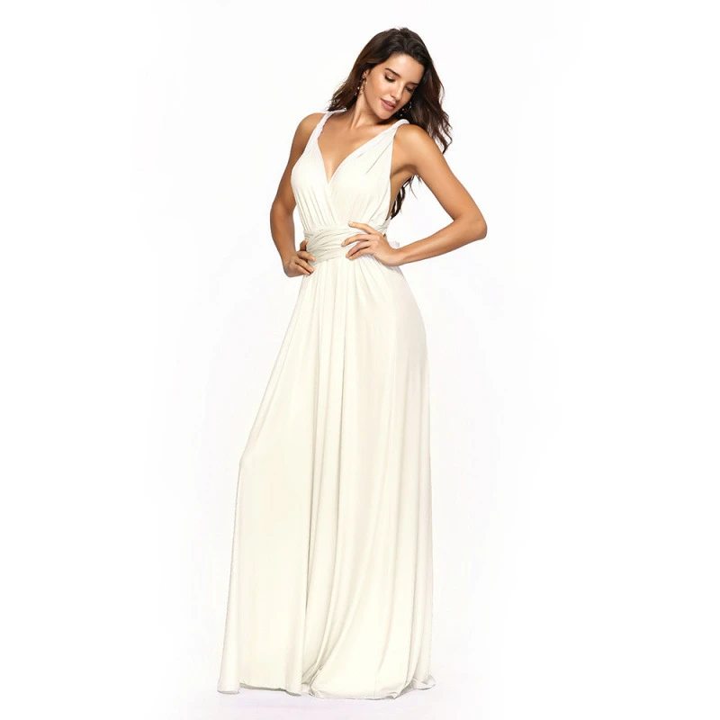 Versatile Convertible Infinity Maxi Wrap Dress Women Adjustable Multiway Design Flowy Long Silhouette Soft Fabric Bridesmaid Formal Occasion — view 1