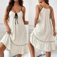 Elegant White Tiered Maxi Dress for Women Sleeveless Flowy Layered Skirt Soft Lightweight Fabric Casual Summer Beach Wedding Vacation — view 6