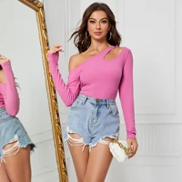 Stylish Asymmetric Neckline Slim Fit Trendy Women's Casual Party Wear Top Blouse Fashion — view 1