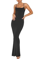 Elegant Mermaid Hem Strappy Maxi Dress for Women Slim Fit Adjustable Spaghetti Straps Flowing Hemline Perfect for Parties Weddings Evening Events — view 1