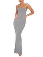 Elegant Mermaid Hem Strappy Maxi Dress for Women Slim Fit Adjustable Spaghetti Straps Flowing Hemline Perfect for Parties Weddings Evening Events — view 4