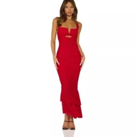 Elegant Sage Layered Square Neck Bodycon Dress Women Slim Fit Knee Length Party Wear Stylish Layered Detailing — view 2
