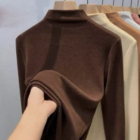 Solid Turtle Neck Pullover Top Slim Fit Long Sleeve Knit Blouse for Women Casual Office Winter Wear Soft Stretchy Ribbed Fabric — view 3