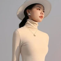 Solid Turtle Neck Pullover Top Slim Fit Long Sleeve Knit Blouse for Women Casual Office Winter Wear Soft Stretchy Ribbed Fabric — view 5