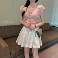Light Green Bow Detail Mock Neck Crop Top Sleeveless Slim Fit Elegant Blouse for Casual and Party Wear Women Summer Fashion — view 2