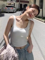 White Typography Print Cami Crop Top Sleeveless Slim Fit Casual Summer Tank Women Cotton Blend — view 2