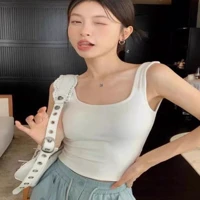 White Typography Print Cami Crop Top Sleeveless Slim Fit Casual Summer Tank Women Cotton Blend — view 5