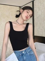 White Typography Print Cami Crop Top Sleeveless Slim Fit Casual Summer Tank Women Cotton Blend — view 6