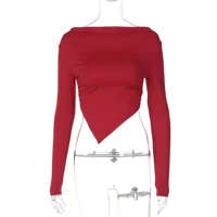 Trendy Women's Asymmetric Neck Crop Top One Shoulder Stretch Fabric Casual Party Summer Outfit — view 5