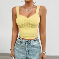 Charcoal Grey Sweetheart Neck Crop Top Women Fitted Soft Comfortable Fabric Casual Summer Wardrobe Essential — view 2