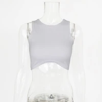 Women's Solid Color Crew Neck Short Sleeve Crop Top Cotton Blend Casual Summer Streetwear Outfit Essential — view 6
