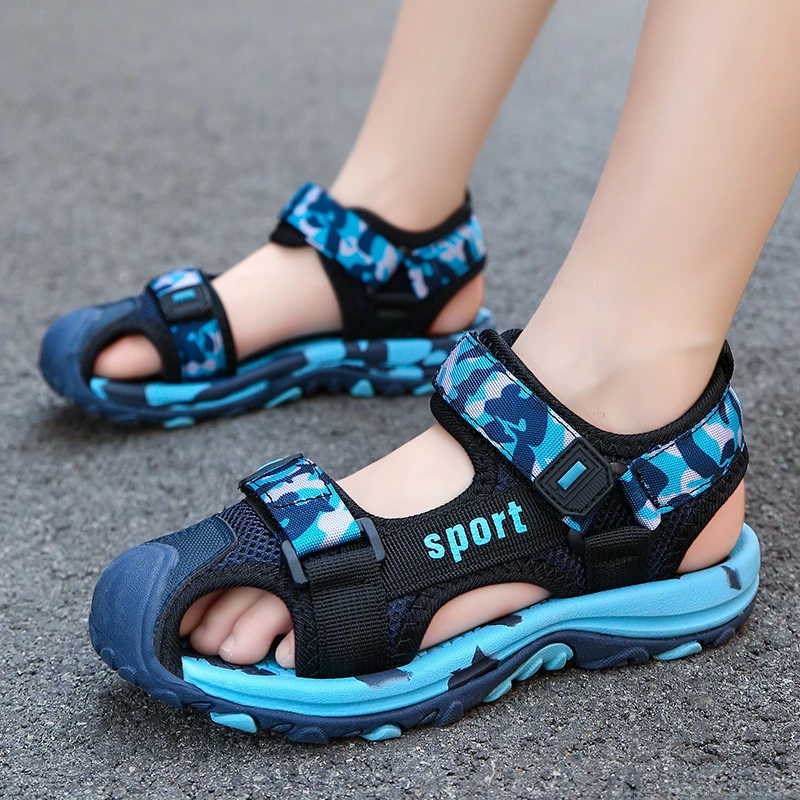 Boys Camouflage Sports Sandals with Velcro Straps, Closed Toe — view 1