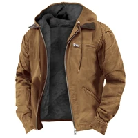 Men's Hooded Fleece Lined Jacket, Zip Up Winter Coat — view 1