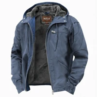Men's Hooded Fleece Lined Jacket, Zip Up Winter Coat — view 2