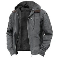 Men's Hooded Fleece Lined Jacket, Zip Up Winter Coat — view 4