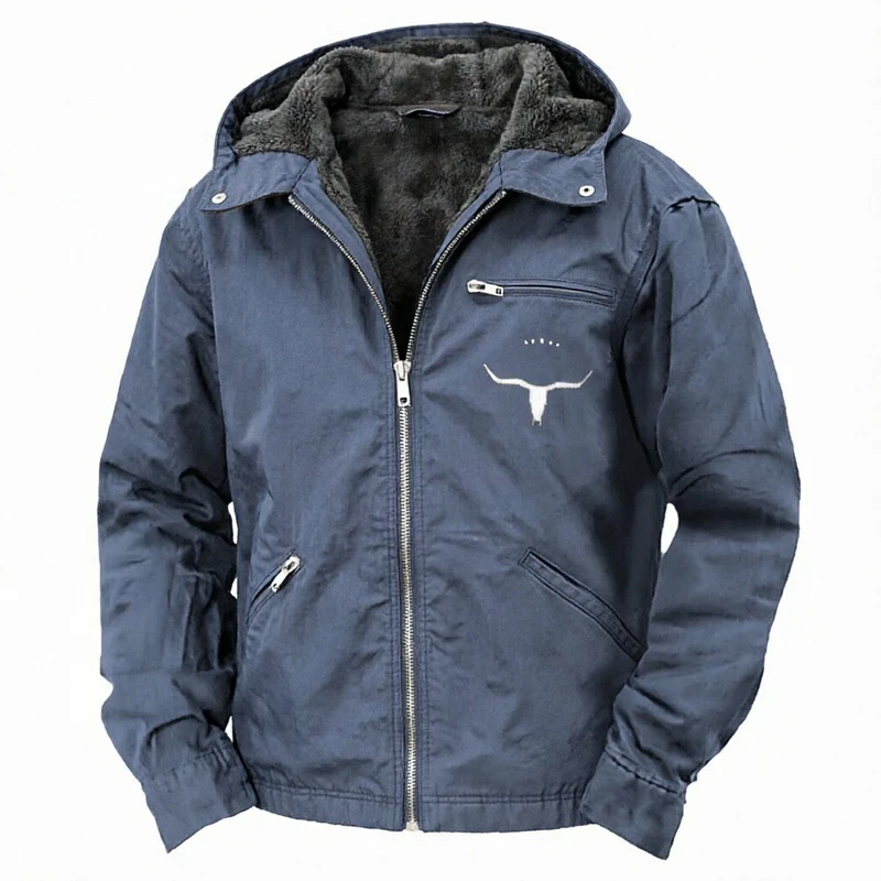 Navy Blue with Bull Print