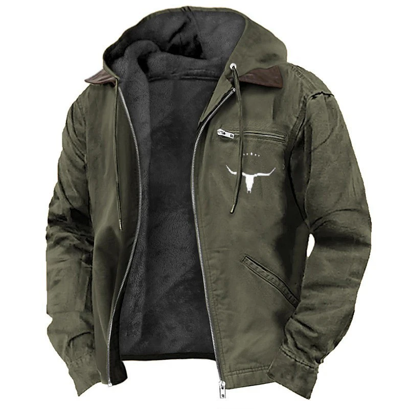 Army Green with Bull Print