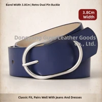 Women's PU Leather Belt with Oval Pin Buckle, 3.8 cm Wide — view 2