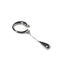 Silver Tone Alloy Ear Cuff with Dangle Drop, No Piercing — view 5